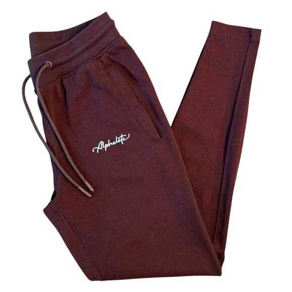 Alphalete Women’s Essential Core High Rise Jogger Zip Pockets Burgundy Sz Small - Picture 1 of 9